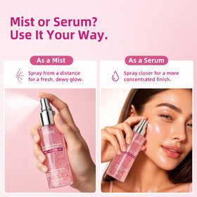 APBM user spraying mist outdoors for instant hydration and glow