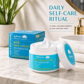 Lifestyle shot using Aphesia on hands and elbows for smoother skin