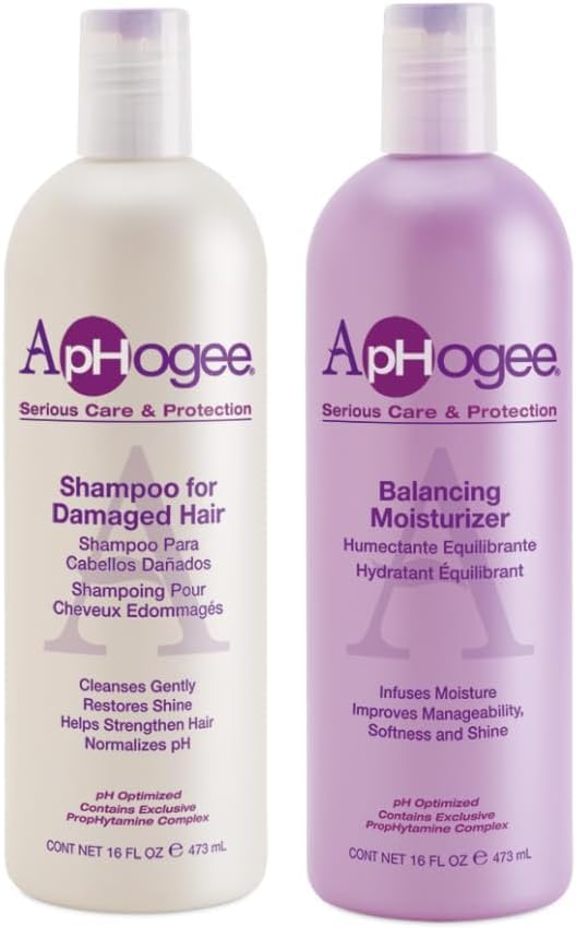 ApHogee front packaging of shampoo and moisturizer showing gentle cleansing benefit