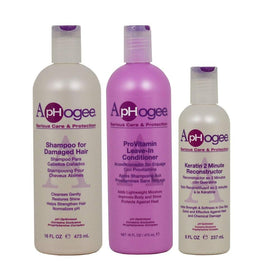 Aphogee three-piece repair set front view showing bottles and labels, promotes complete repair