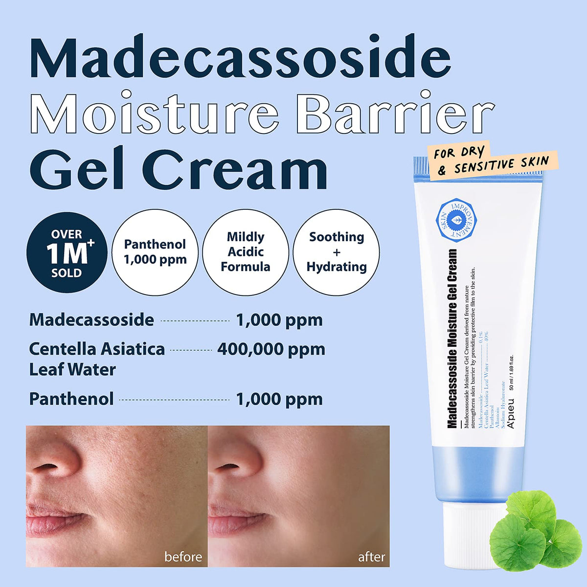 A'PIEU open jar texture close-up showing lightweight gel-cream, emphasizes quick absorption