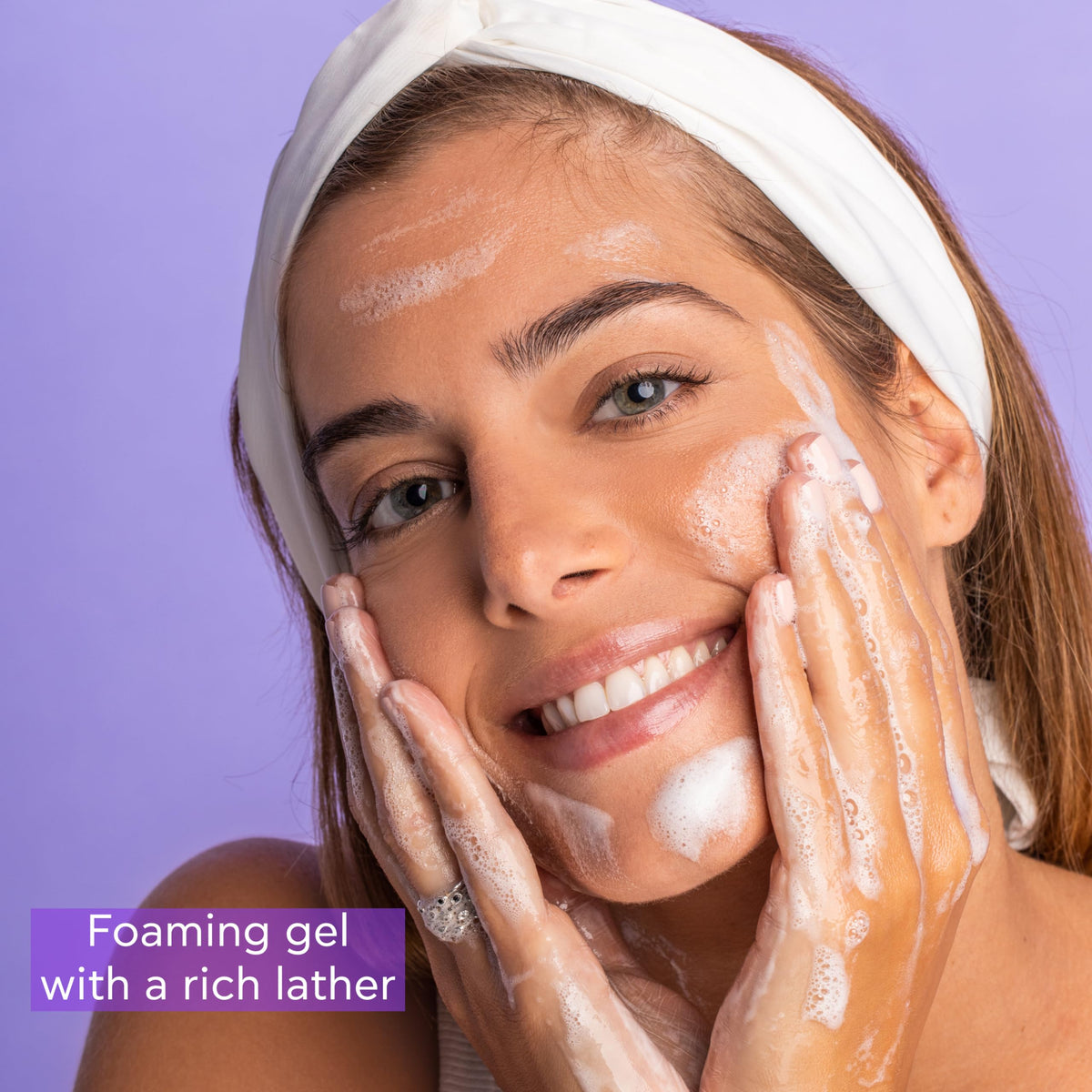 Apivita cleansing foam in bathroom lifestyle setting promoting daily soothing ritual