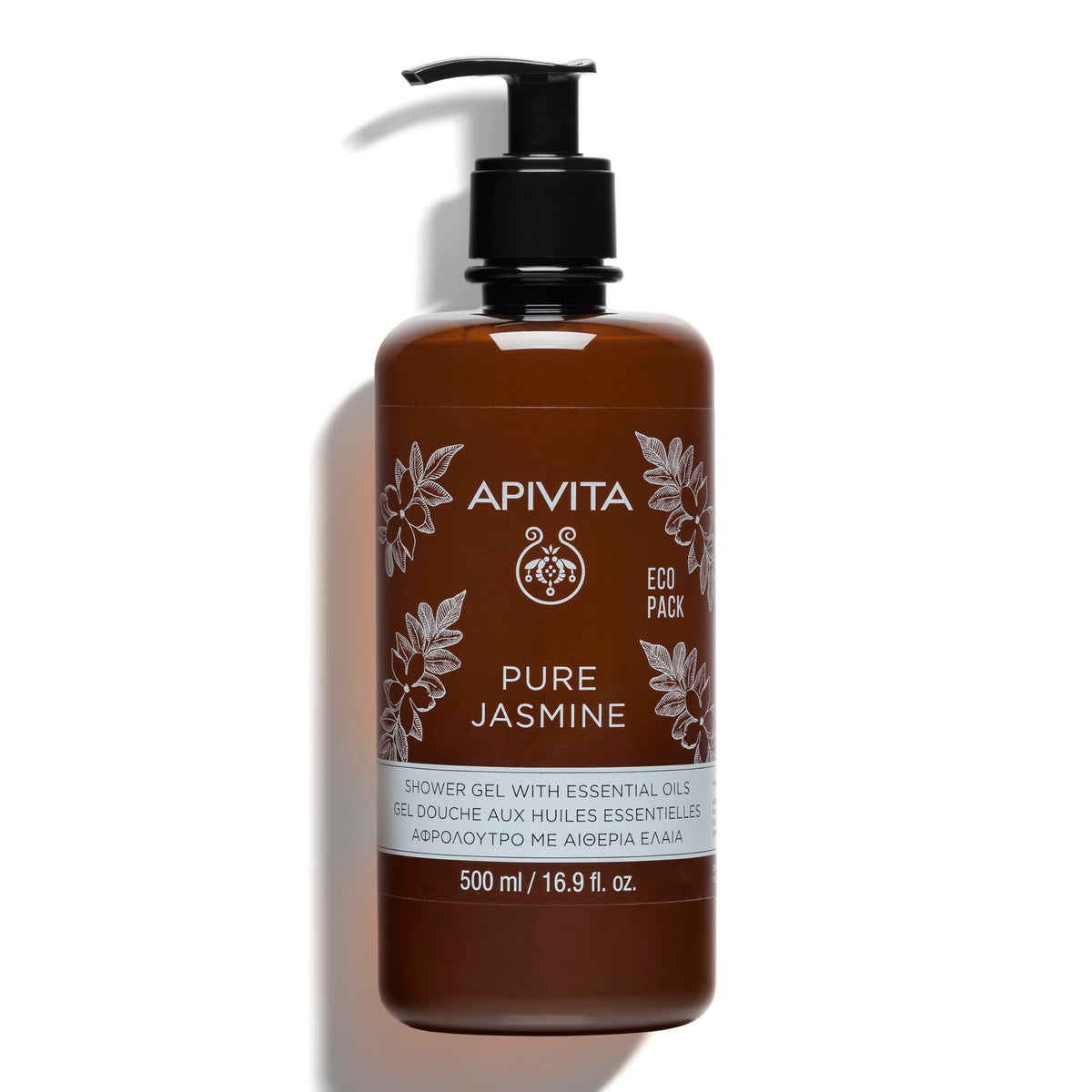 Apivita front bottle showing label and calming jasmine scent benefits