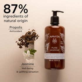 Apivita creamy foam texture demonstrating gentle lather and hydration
