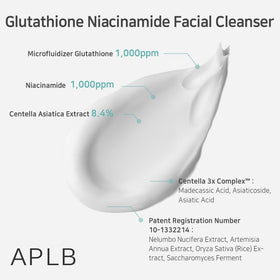 APLB cleanser applied to hand showing foam in use and effective makeup and oil removal benefit