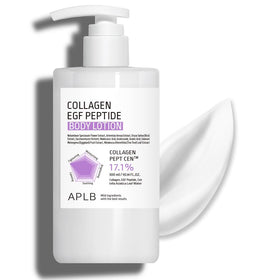 APLB front packaging of collagen EGF peptide lotion showing product benefits