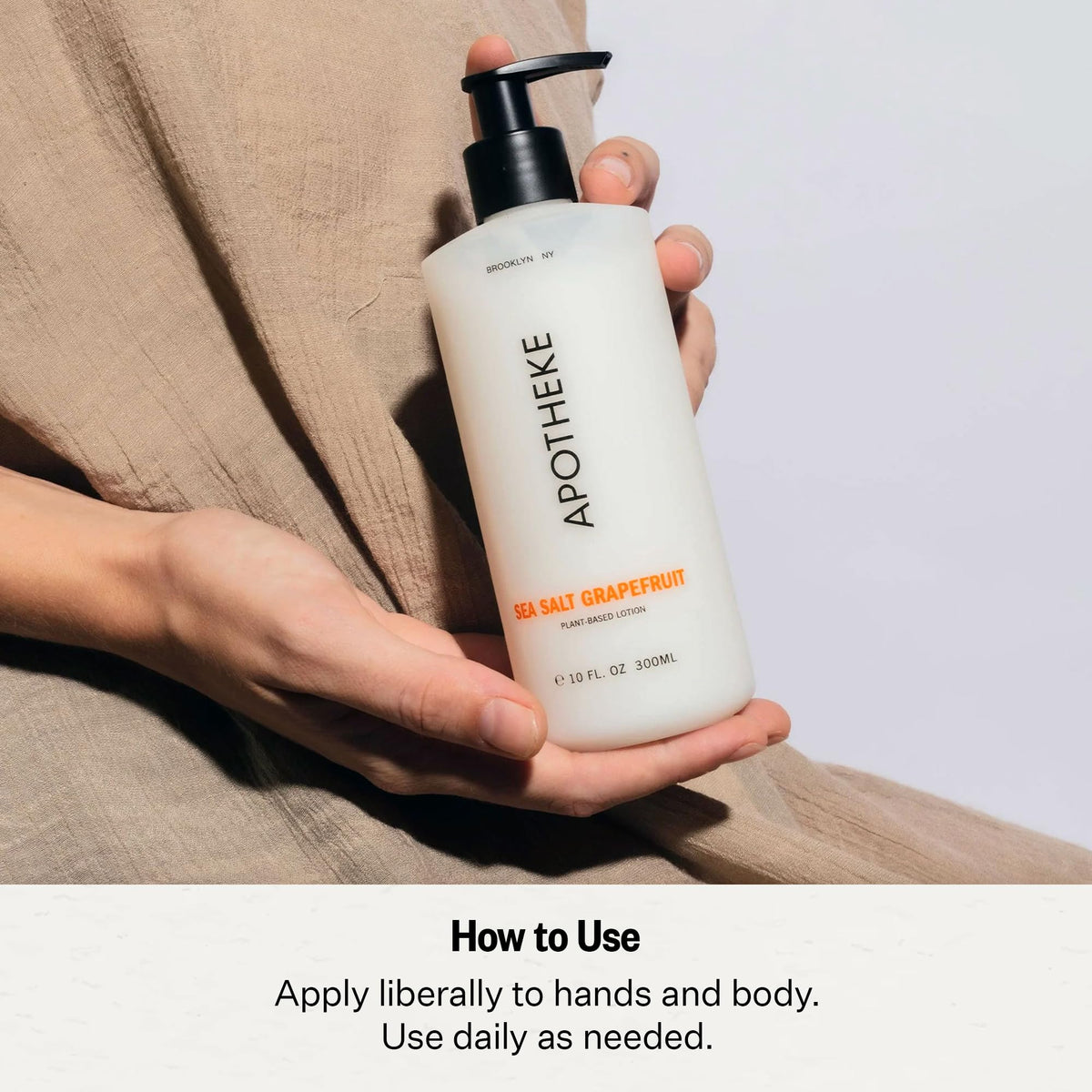 APOTHEKE applied to hands demonstrating quick absorption and softening benefit