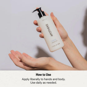 APOTHEKE Canvas being applied to hands showing smooth absorption and softening benefit