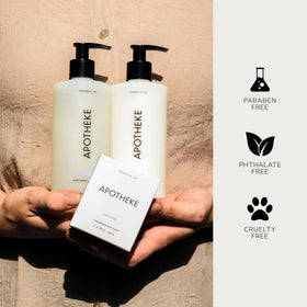 APOTHEKE Canvas label ingredients close-up emphasizing clean, paraben-free formulation