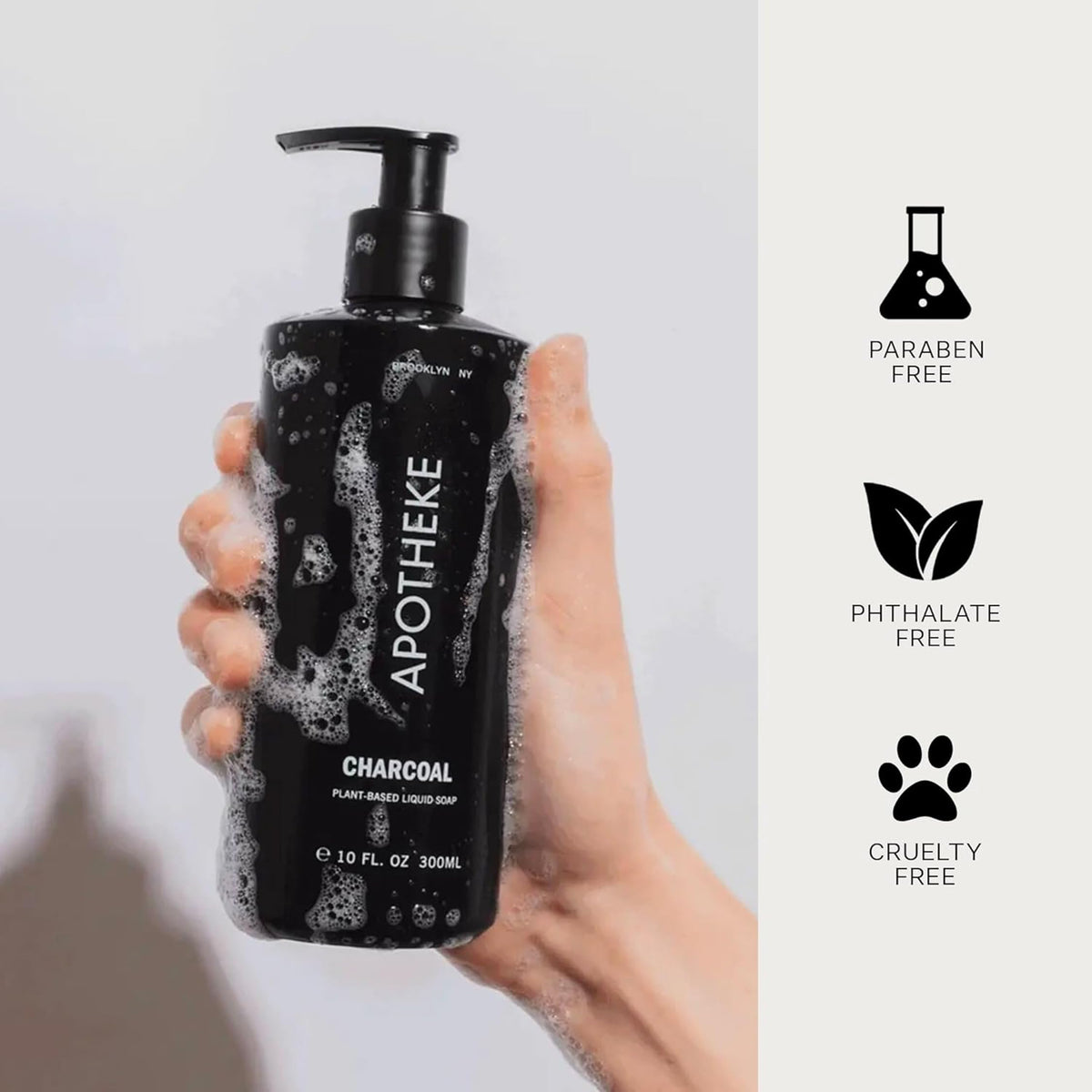 APOTHEKE bottle on bathroom counter in lifestyle shot enhancing décor and ambiance