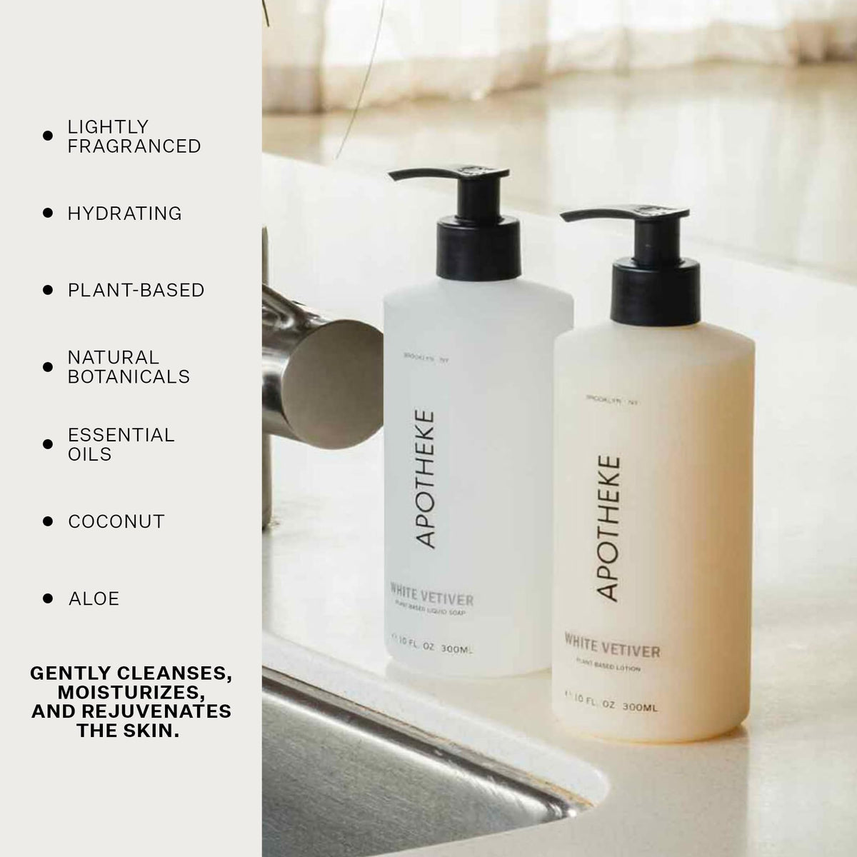 APOTHEKE label detail highlighting fragrance notes and premium presentation benefit
