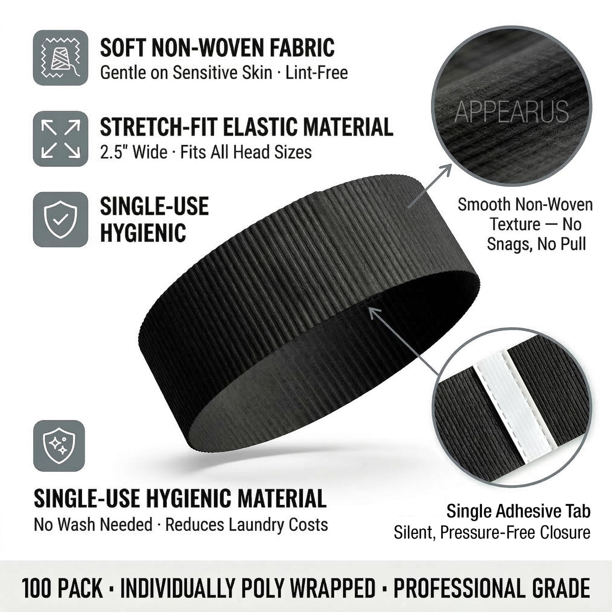 APPEARUS close-up of nonwoven stretch fabric showing smooth, snag-free texture