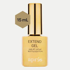 APRÉS applicator detail on gold bottle illustrating precise gel control for neat application