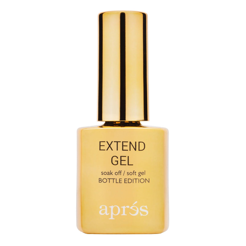 APRÉS front view of gold bottle showing product identity and professional finish