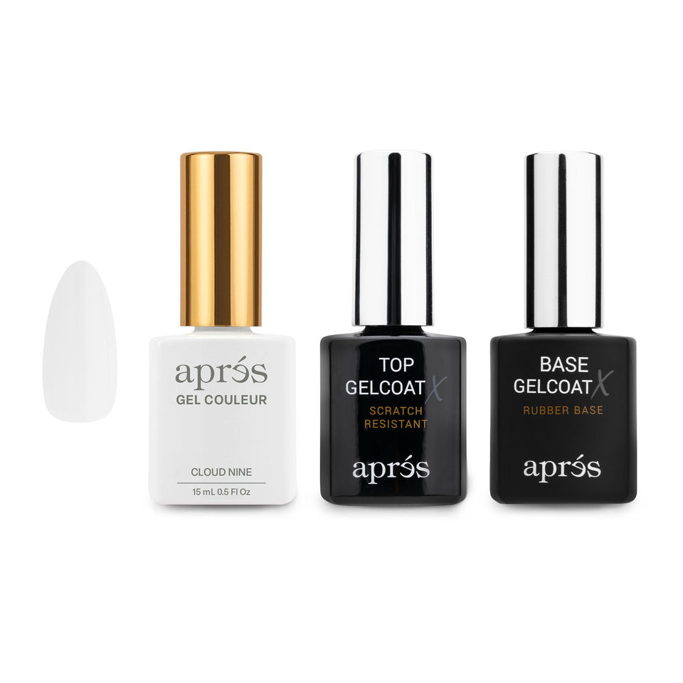 APRÉS front packaging trio displaying Cloud Nine shade and labels, clear benefit