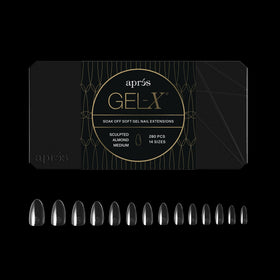 APRÉS front packaging showing 280 Gel-X tips and included sizes, clear organization benefit