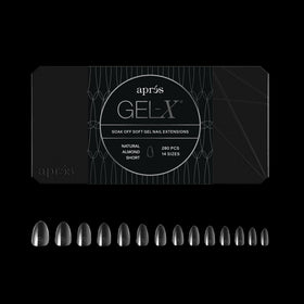 APRÉS front packaging showing 280 Gel-X almond tips for fast selection and storage