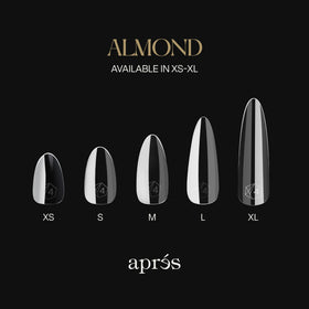 APRÉS Gel-X tips held in hand to show scale and variety of sizes, helping quick size selection