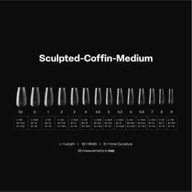 APRÉS Gel-X tips applied on a hand demonstrating salon-ready coffin shape