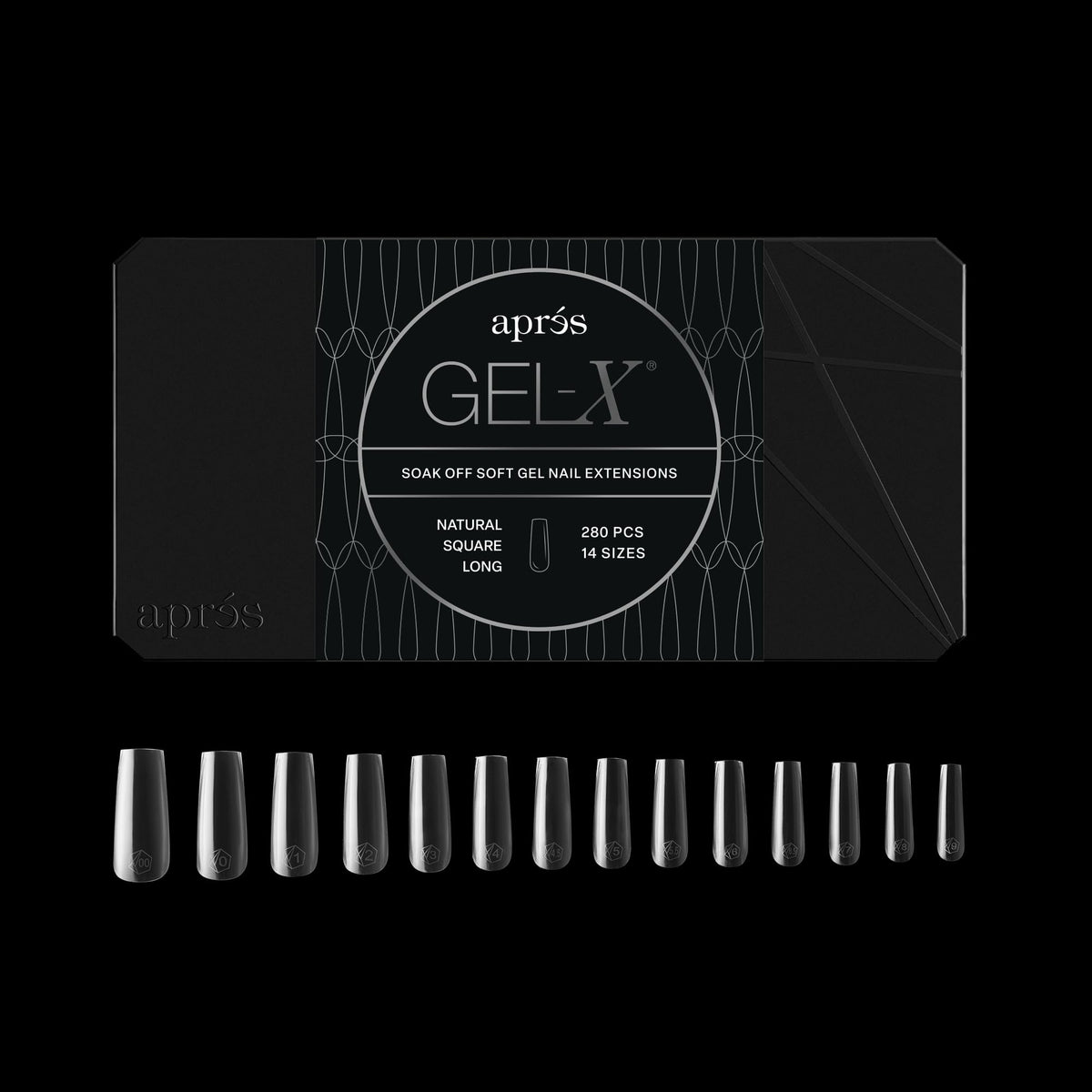APRÉS box front packaging showing 280 Gel-X tips for fast selection and storage