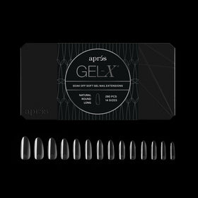 APRÉS box front packaging showing 280 Gel-X tips and branding benefits