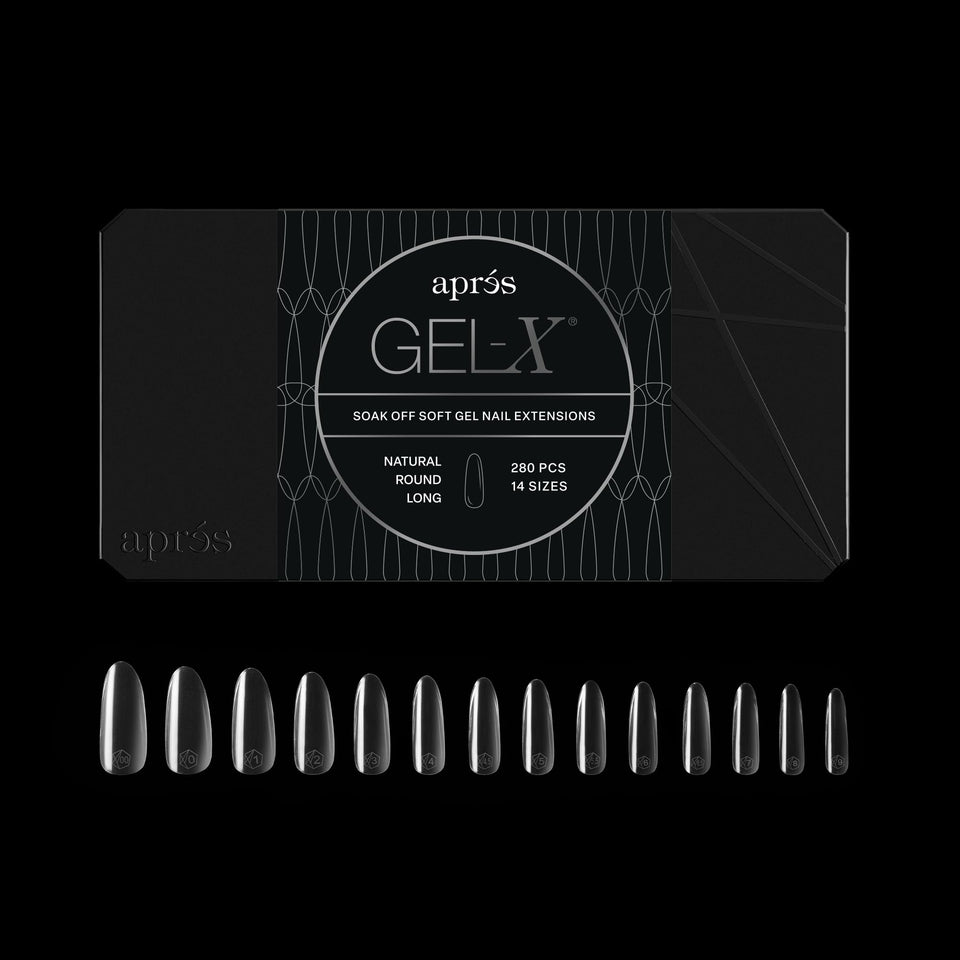 APRÉS box front packaging showing 280 Gel-X tips and branding benefits