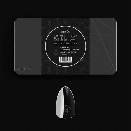 APRÉS front box showing 500 Gel-X tips and professional packaging benefit