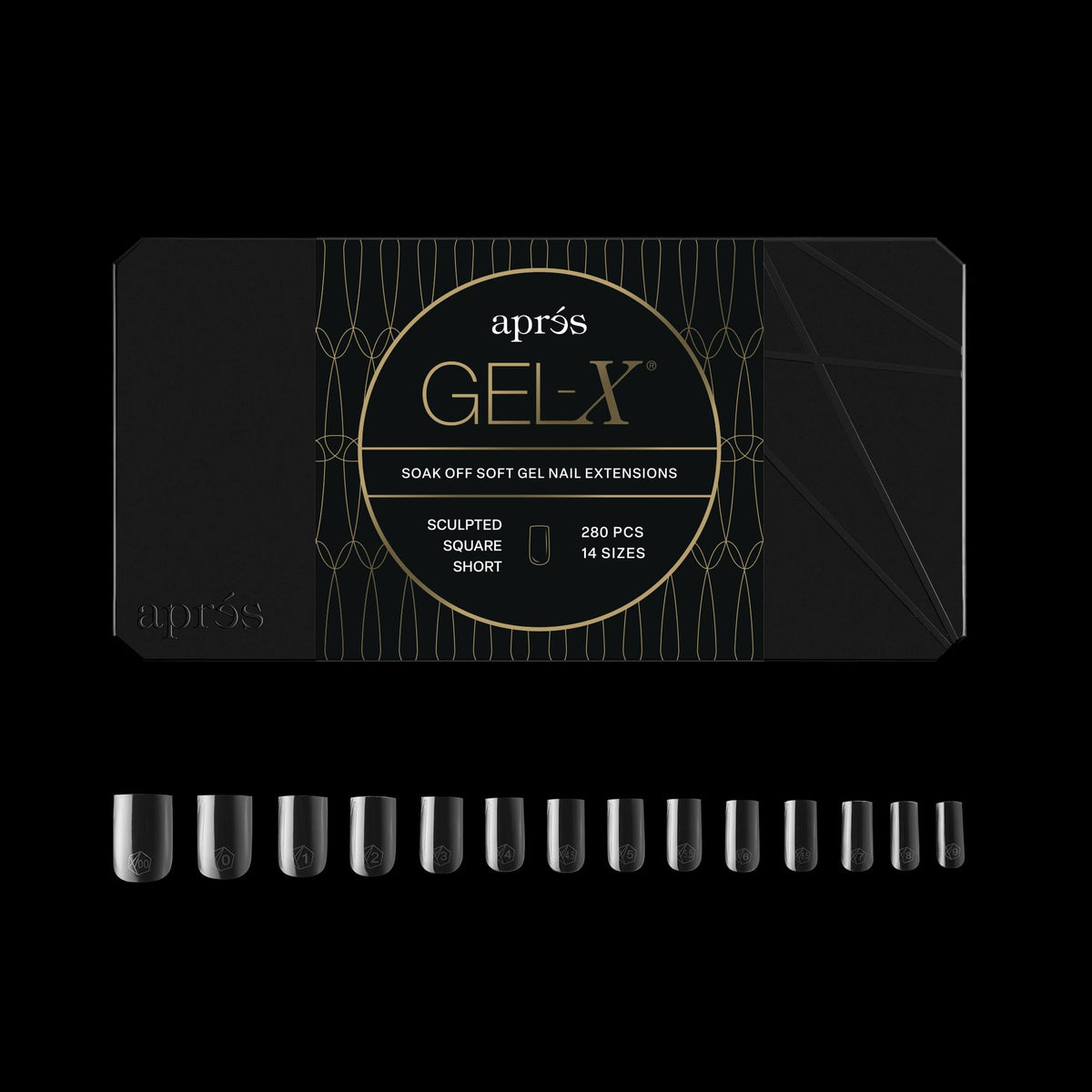 APRÉS front box packaging showing 280 Gel‑X tips and product benefits