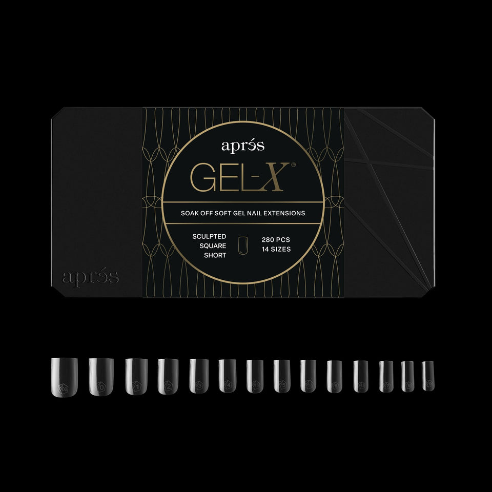 APRÉS front box packaging showing 280 Gel‑X tips and product benefits