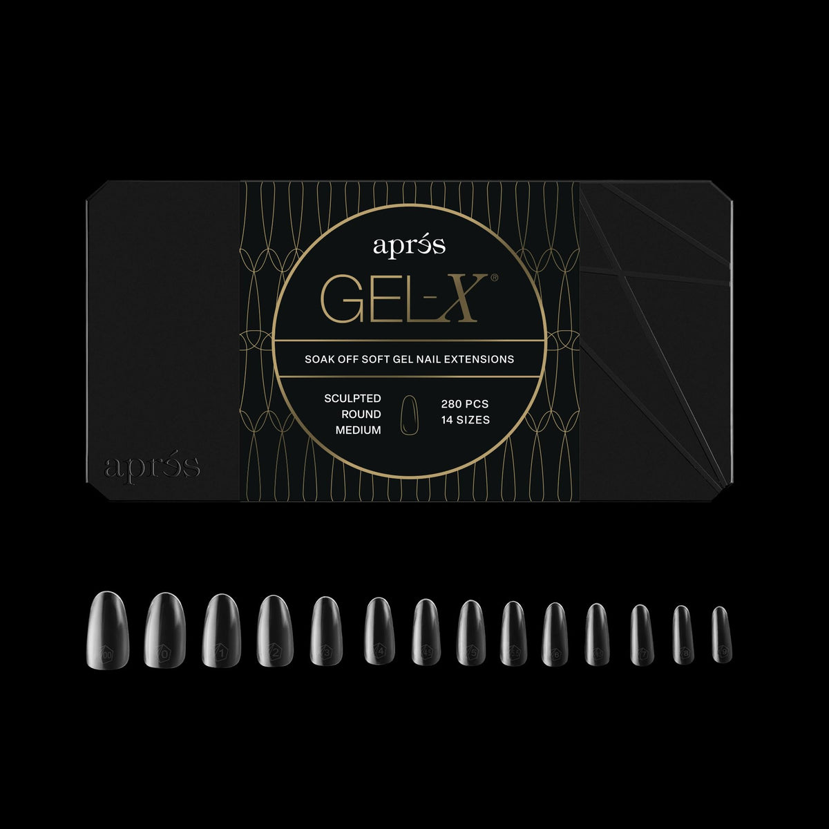 APRÉS front packaging box showing 280 tips and included sizes, conveys value