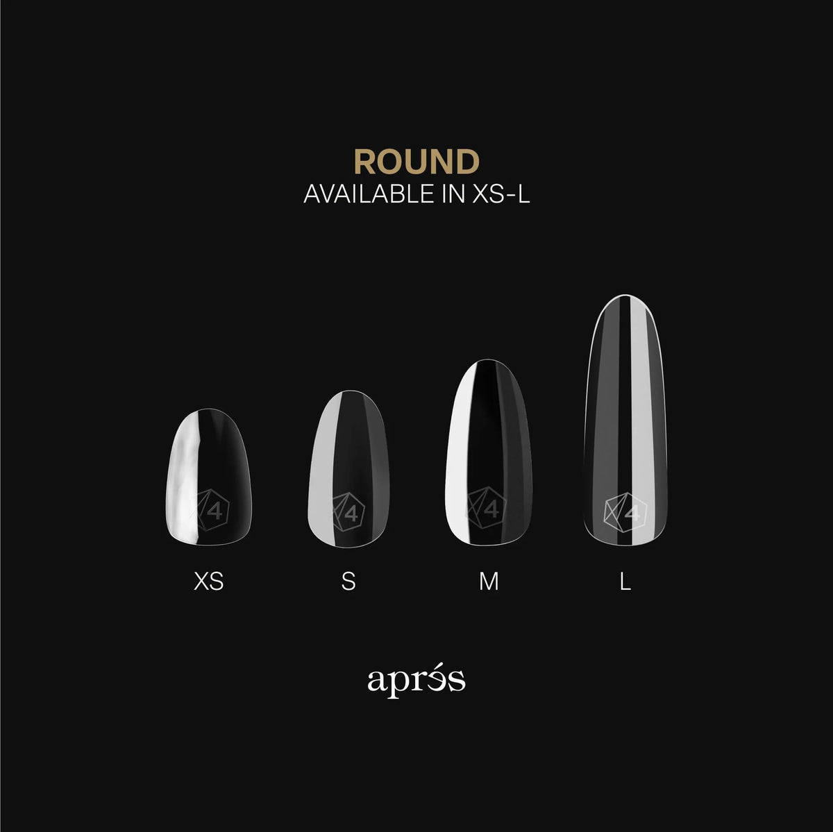 APRÉS layout of 14 sizes 00–9 with half-sizes for accurate fit