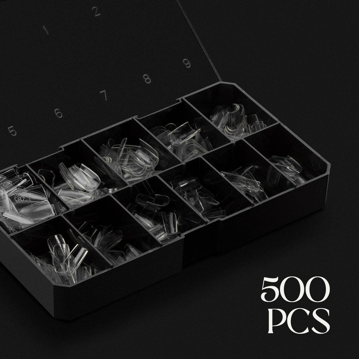 APRÉS open organizer box displaying sizes 00–9 for easy selection benefit
