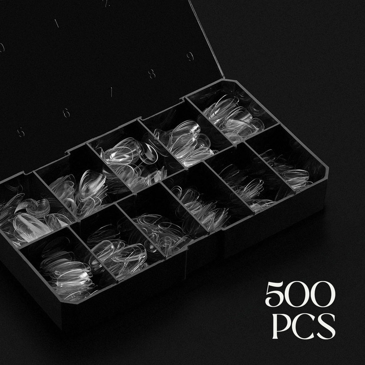 APRÉS size organizer display of 11 sizes 00–9, simplifies selection