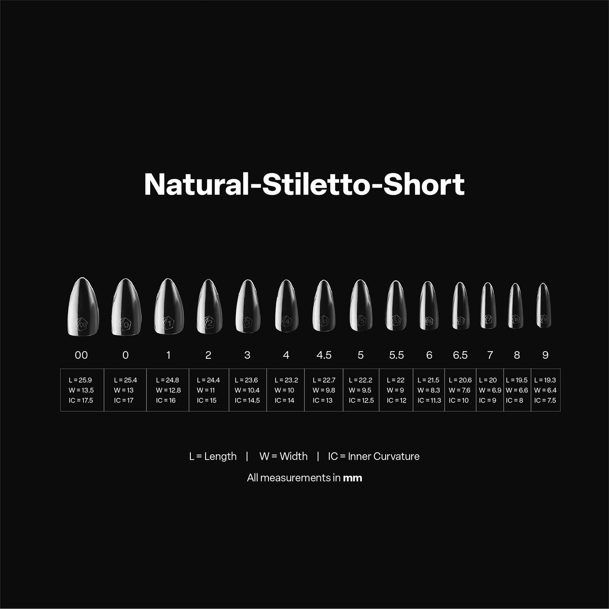 APRÉS stiletto tip applied on a natural nail demonstrating immediate salon finish
