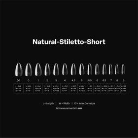 APRÉS stiletto tip applied on a natural nail demonstrating immediate salon finish