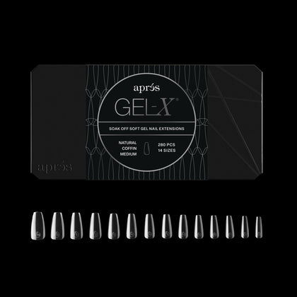 APRÉS front packaging showing 280 Gel‑X coffin tips, convenient bulk supply