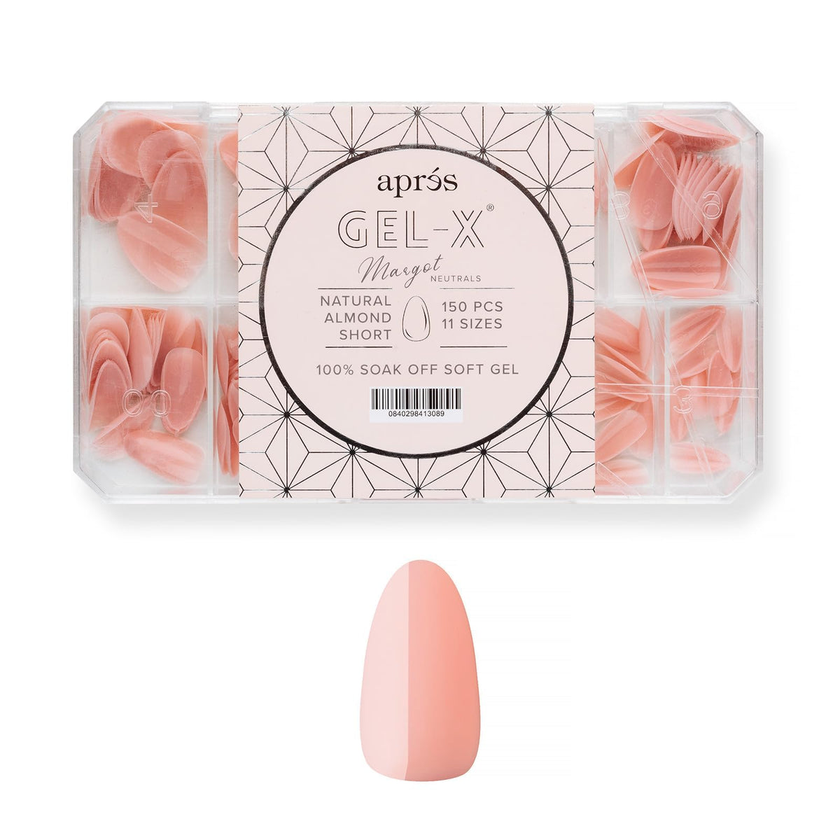 APRÉS front packaging showing 150 Gel‑X Margot tips and box benefits