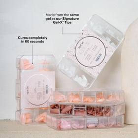 APRÉS array of neutral Gel‑X Margot shades showing color versatility