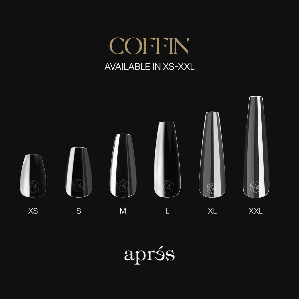 APRÉS organized size chart and trays, quick accurate sizing benefit