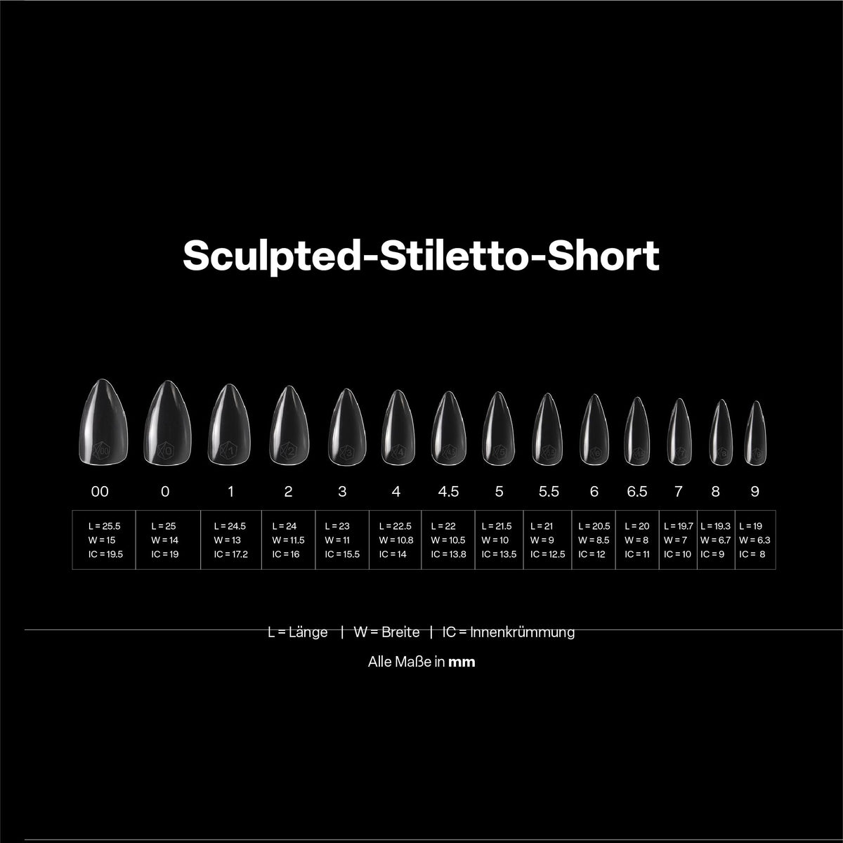 APRÉS size chart and 14 sizes displayed for fast precise selection