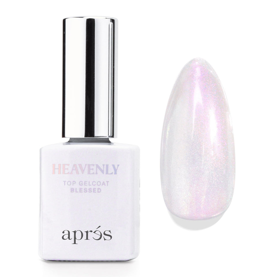 APRÉS front bottle view showing label and glossy finish benefit
