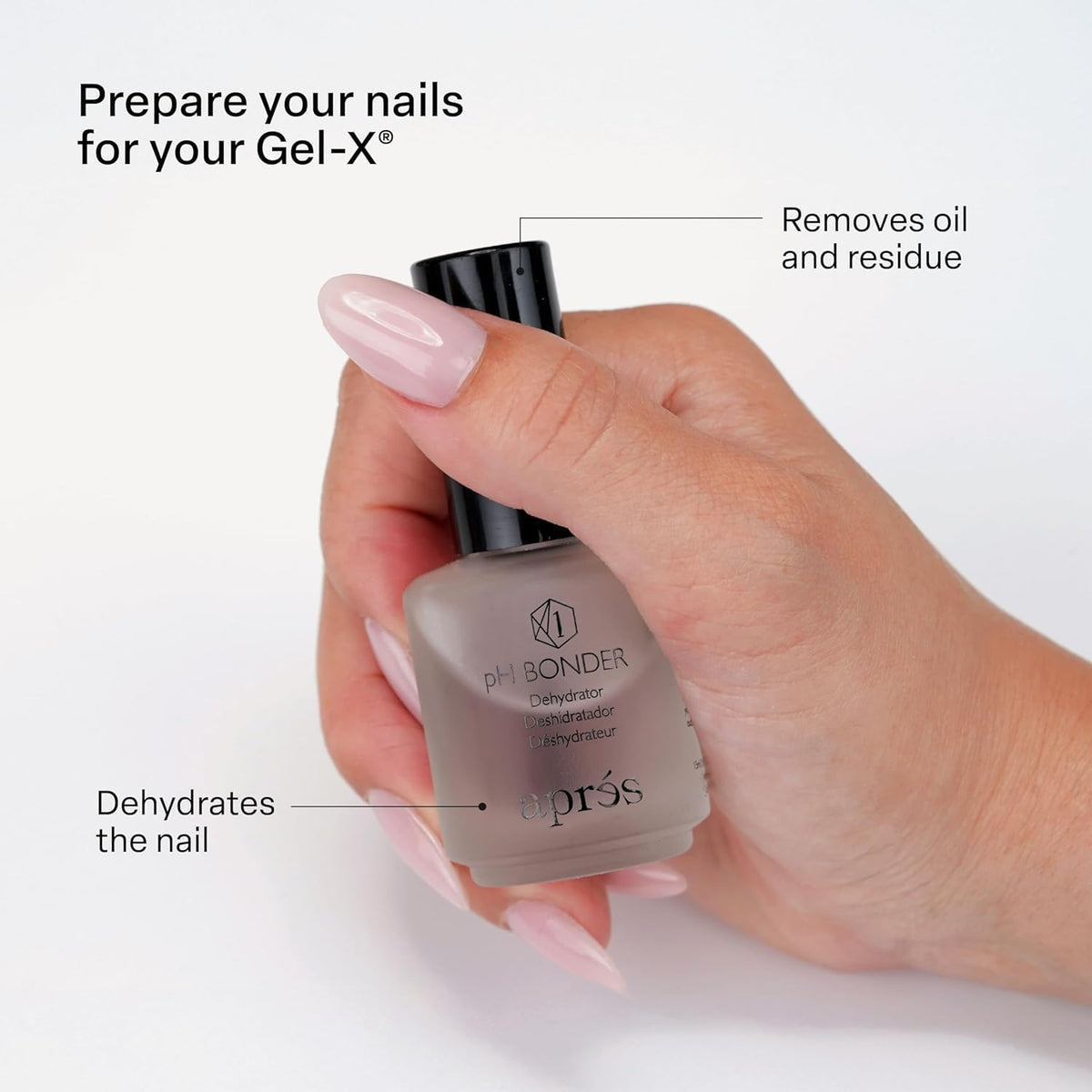 APRÉS Non‑Acidic Primer dropper detail demonstrating gentle, irritation‑free prep
