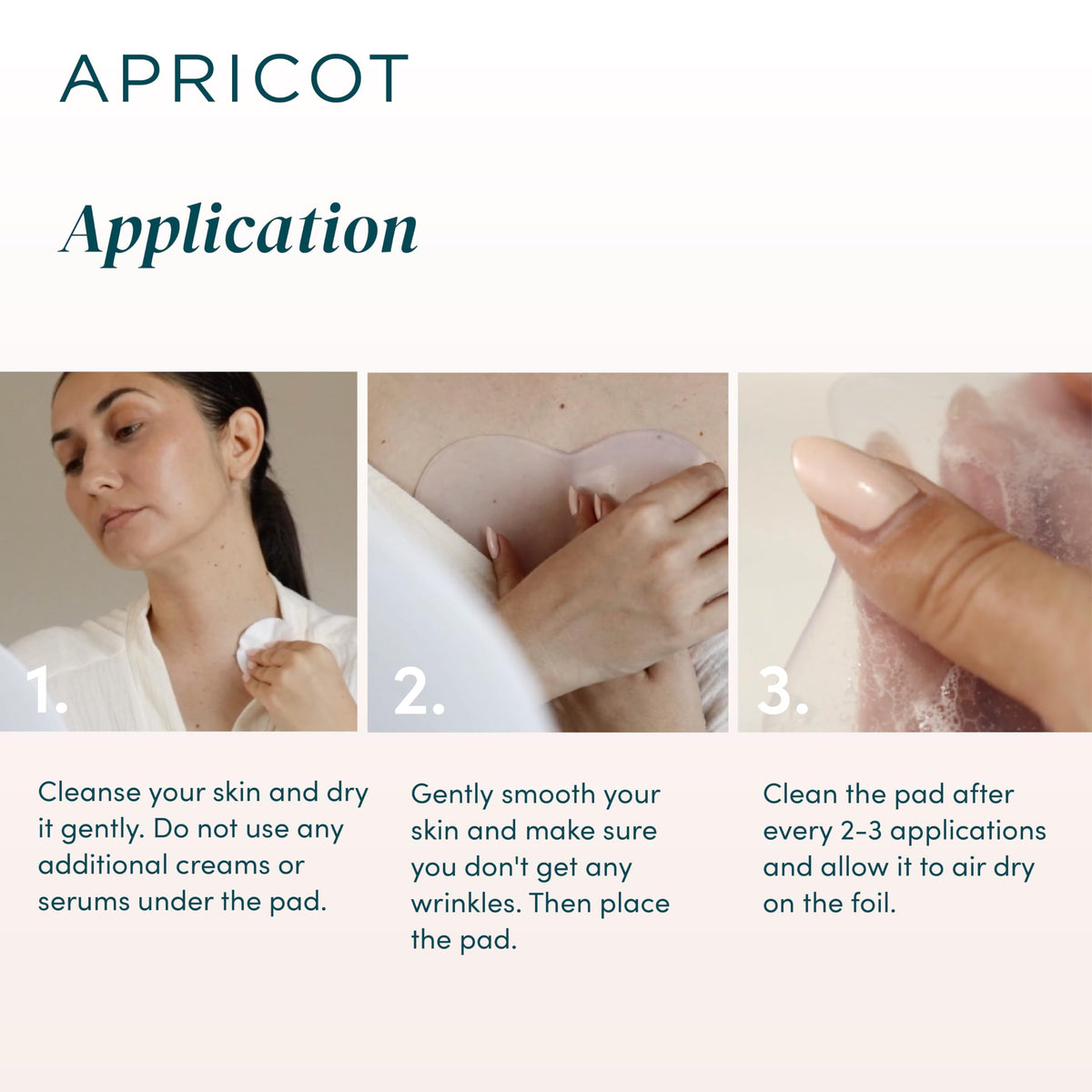 APRICOT liberté décolleté held in hand to show size and easy application benefit