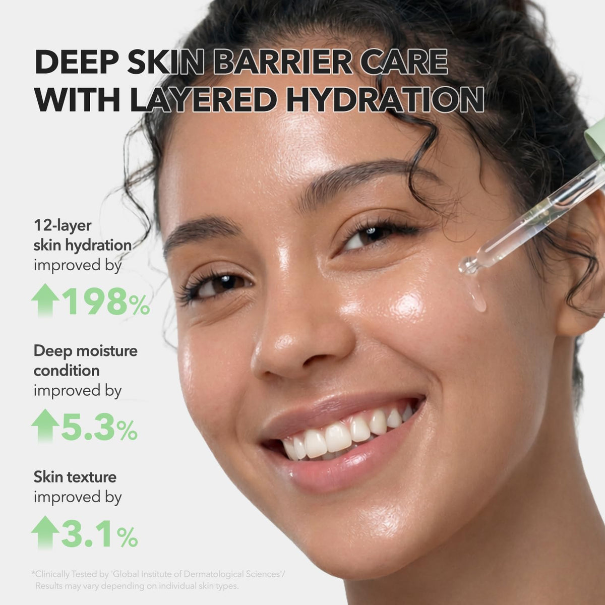 APRILSKIN serum applied on hand demonstrating smooth spread and comfort