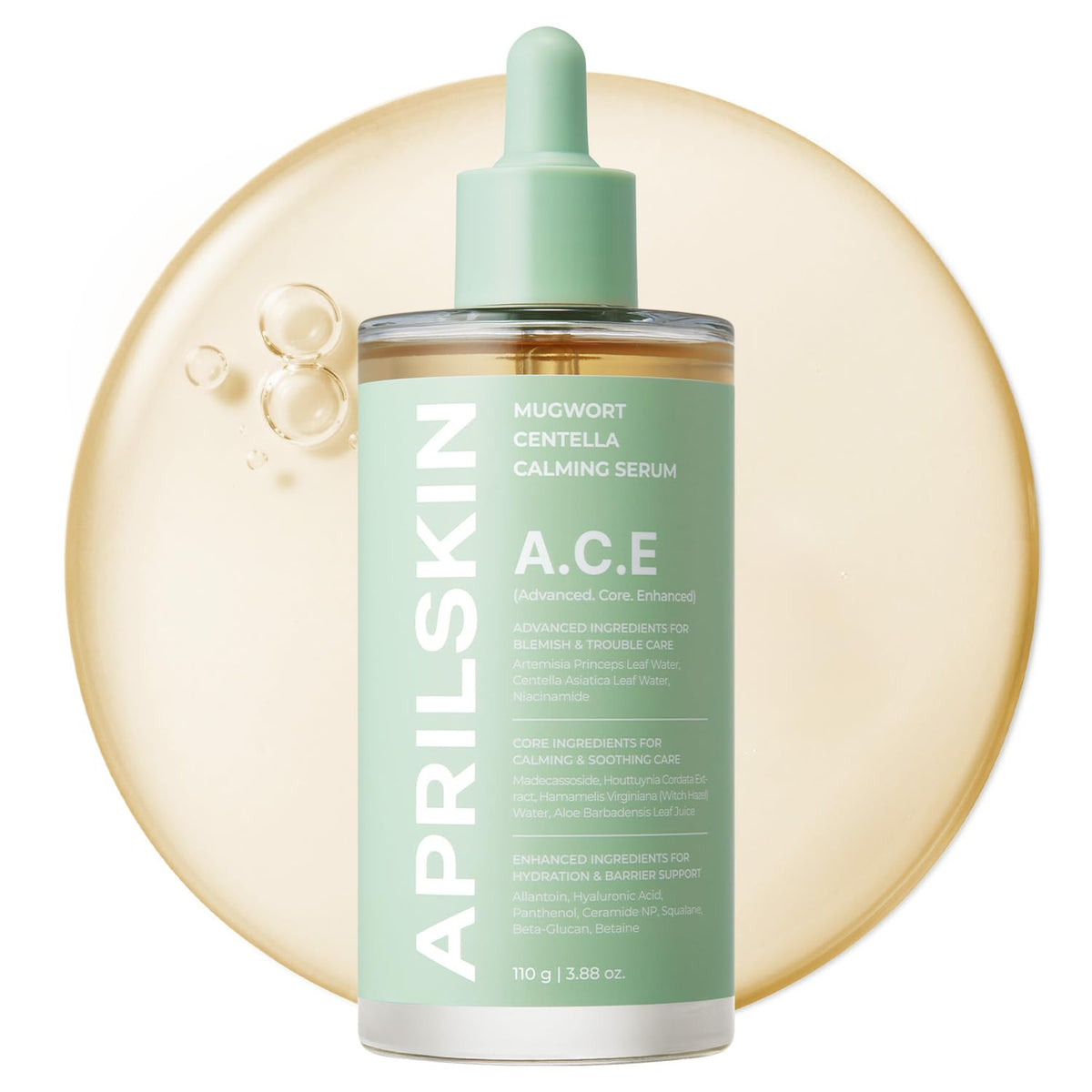 APRILSKIN bottle front view showing calm-focused design and benefit