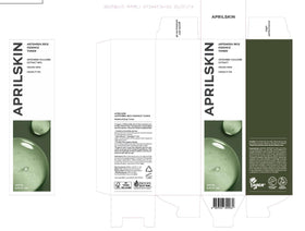 APRILSKIN toner on cotton pad demonstrating gentle application and soothing benefit