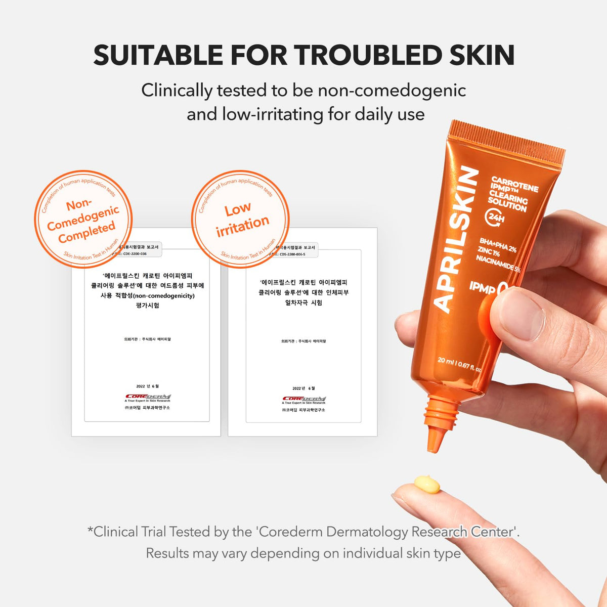 APRILSKIN bottle staged in bathroom routine showing easy daily use benefit