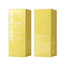 APRILSKIN ingredients flatlay with kojic acid and vitamin C visuals for clarity