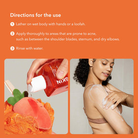 APRILSKIN bottle on shower shelf illustrating in-shower use for smoother skin routines