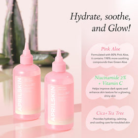 APRILSKIN bottle size comparison showing 8.45 fl.oz scale and portability